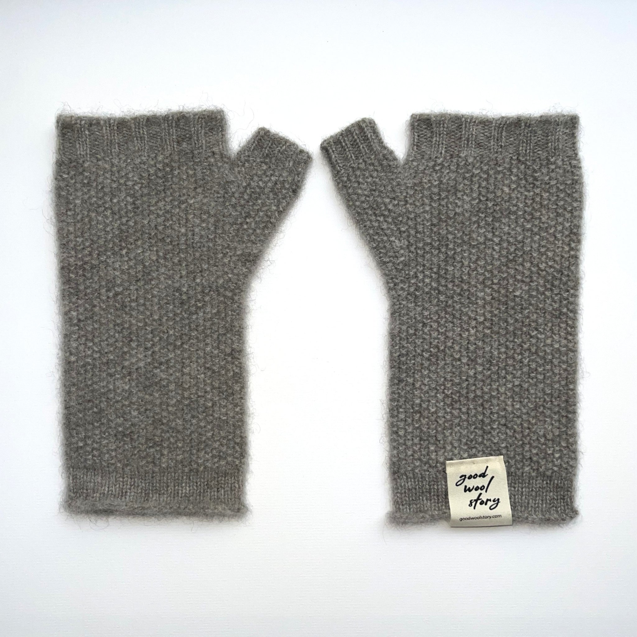 'BRB' yak wool fingerless mittens