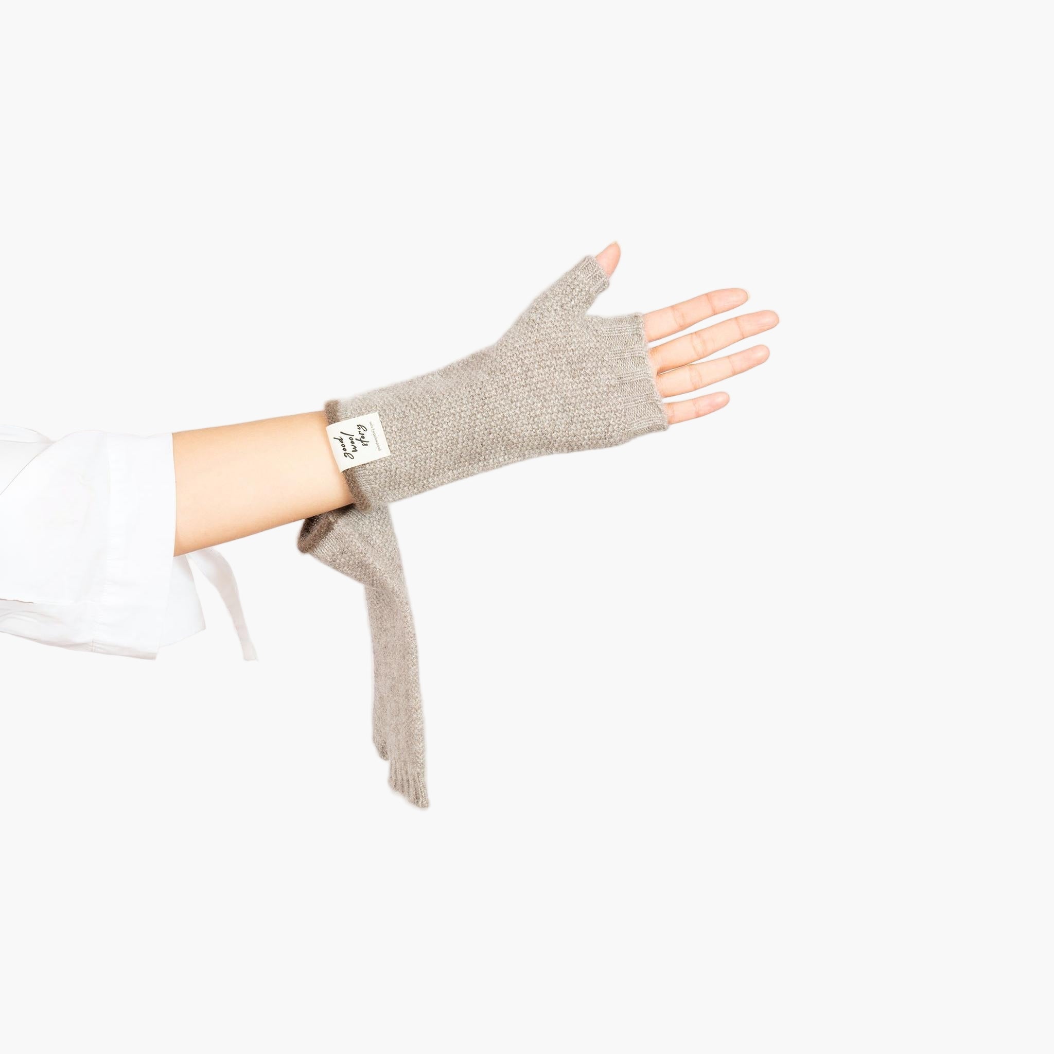 'BRB' sheep wool fingerless mittens